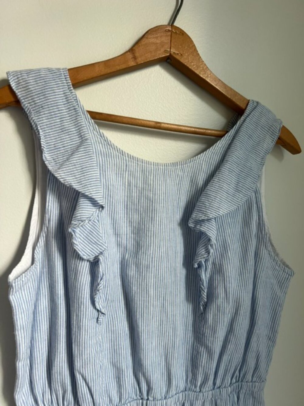 JCREW | Light Blue & White Striped Cotton Linen Sleeveless Mini Dress Size 8 - Picture 9 of 16